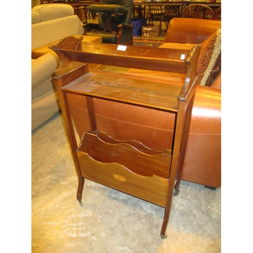 632 - Edwardian Inlaid Mahogany Book and Newspaper Stand, 55cm