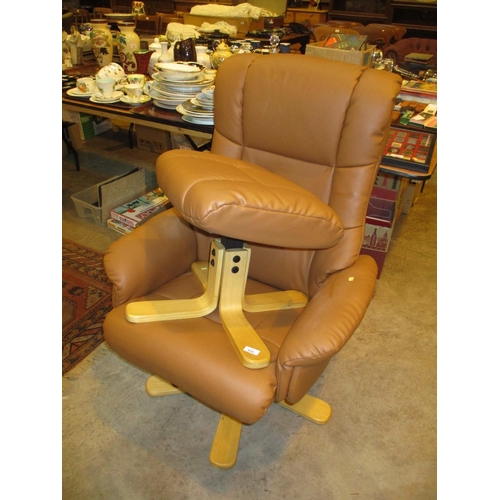 635 - Tan Lounge Chair with Stool