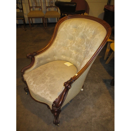 641 - Victorian Rosewood Deep Buttoned Parlour Chair