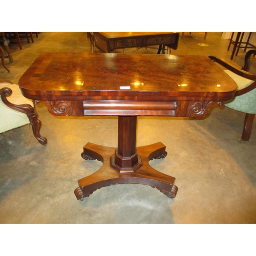 642 - 19th Century Mahogany Fold Over Card Table, 90cm