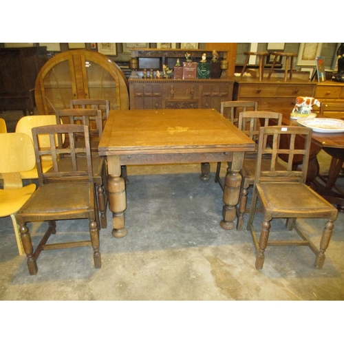 649 - Early 2oth Century Oak 8 Piece Dining Room Suite