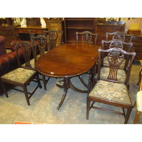 657 - Set of 8, 2 Arm and 6, 19th Century Mahogany Chippendale Design Dining Chairs, along with a Twin Ped... 