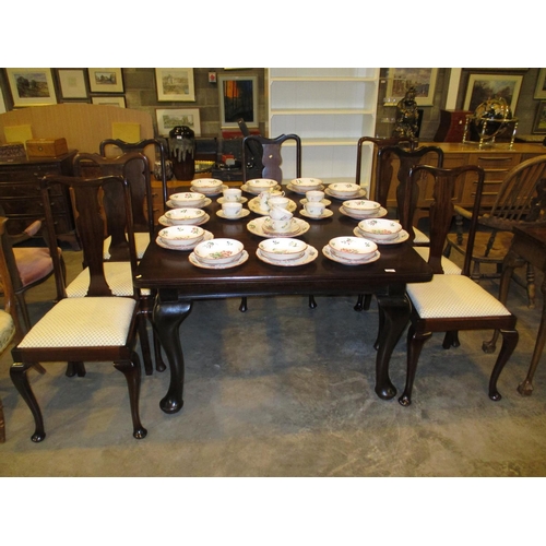 660 - Queen Anne Style Mahogany Dining Table with a Harlequin Set of 8 High Back Chairs