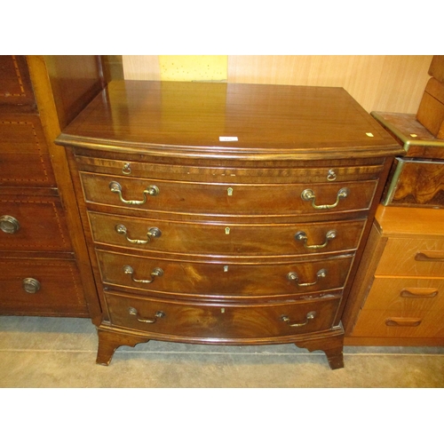 668 - Mahogany Bowfront Chest of 4 Drawers with Brushing Slide, 76cm