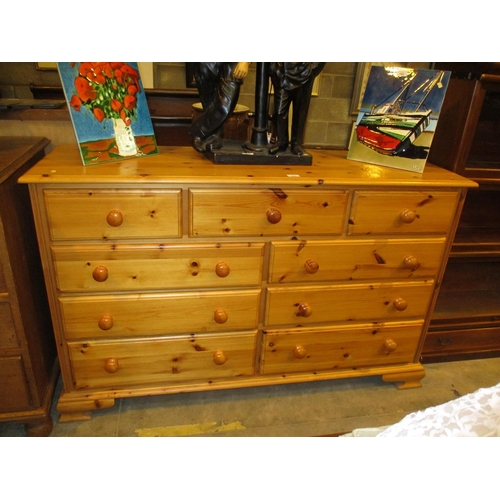 676 - Modern Pine Chest of 9 Drawers, 143cm