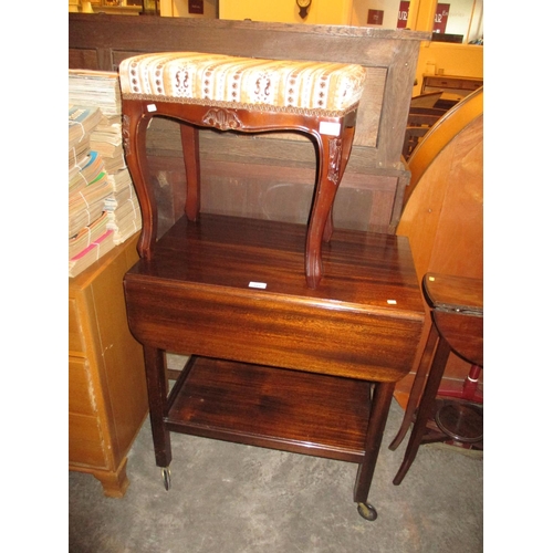 681 - Mahogany Drop Leaf Trolley and a Dressing Stool