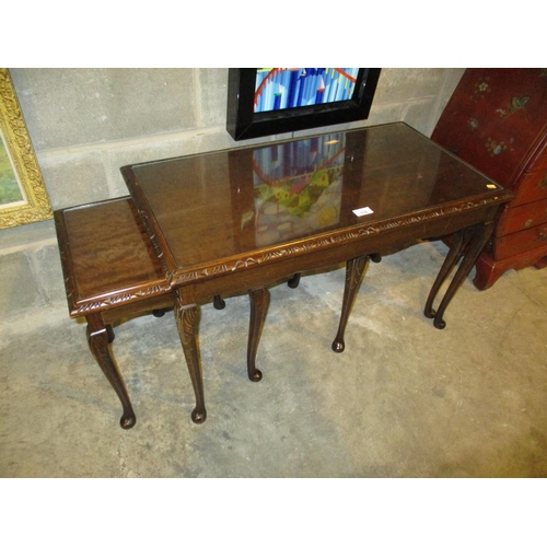 712 - Reproduction Mahogany Nest of 3 Tables