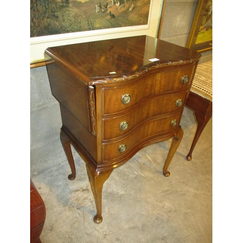 714 - Small Reproduction Mahogany Drop Leaf Chest of 3 Drawers