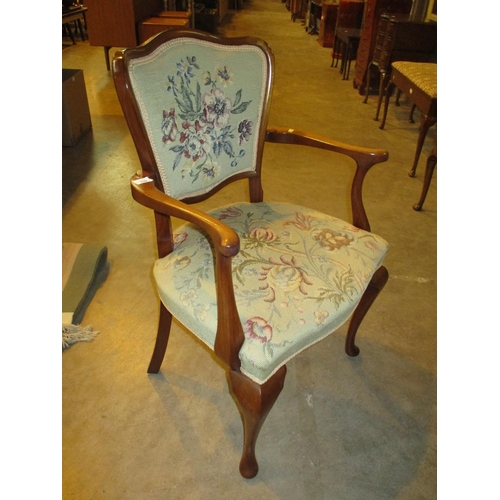 719 - 1920's Mahogany and Tapestry Occasional Arm Chair