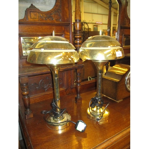 132 - Pair of Art Deco Style Brass Table Lamps