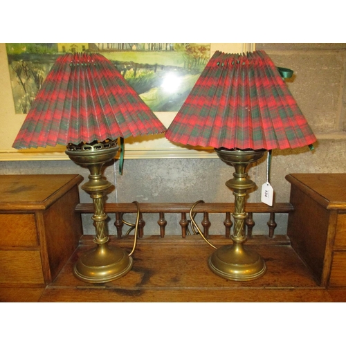 134 - Pair of Victorian Brass Candlesticks Fitted as Electric Lamps