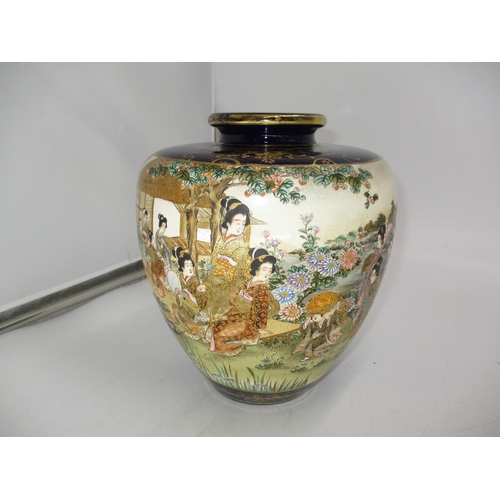 169 - Japanese Satsuma Pottery Vase Painted and Gilded with Figures and Scenes, 24cm