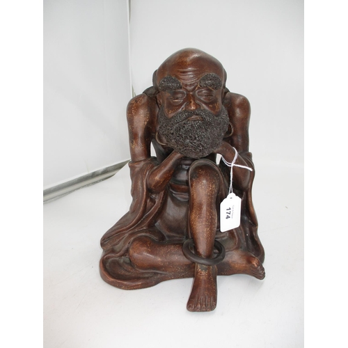 174 - Chinese Terracotta Pottery Figure of a Seated Man, 28cm