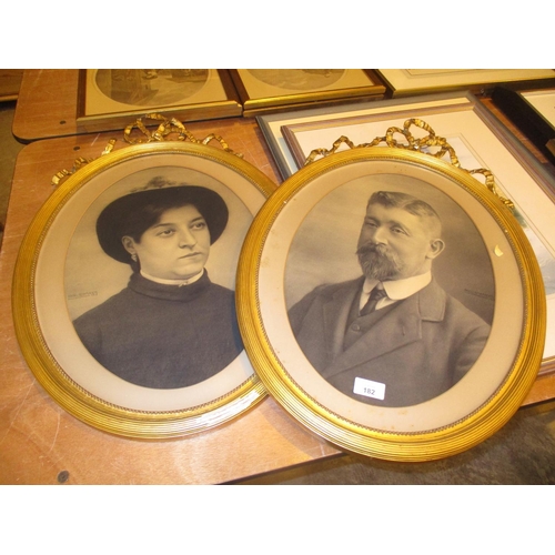 182 - Pair of Oval Gilt Framed Portrait Prints by Angel Delafuente