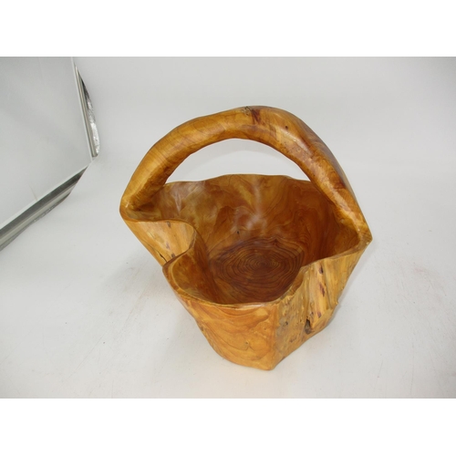 194 - Hand Carved Wood Fruit Basket