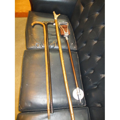 206 - Shepherds Crook, Shooting Stick and 2 Walking Sticks