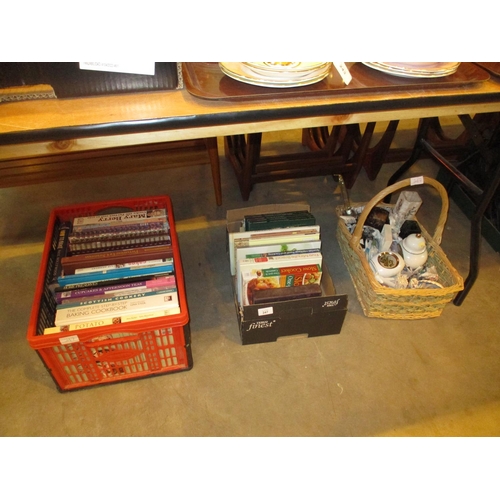 247 - Two Boxes of Cook Books and Basket of Ornaments