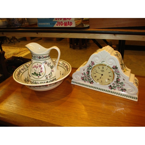 261 - Portmeirion Mantel Clock, Basin and Ewer