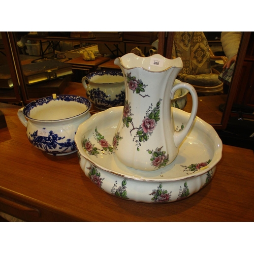 268 - Coronaware Picardy Basin and Ewer and a Chamber Pot