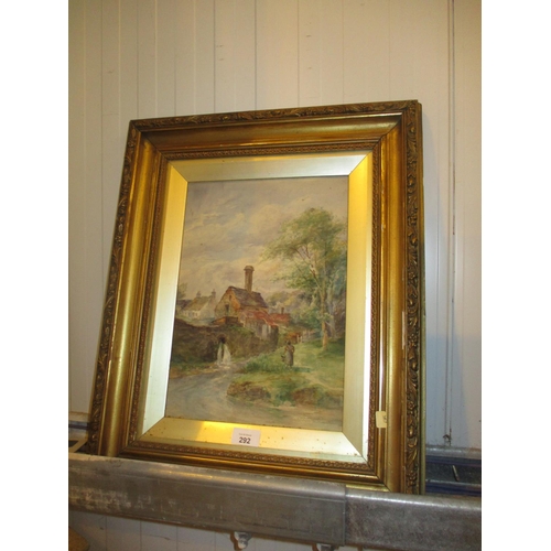 292 - Gilt Framed Watercolour of a Cottage, 35,24cm