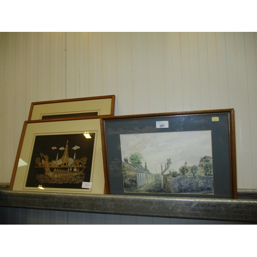 297 - J. McLaughlin Watercolour of Tayport and 3 Eastern Pictures