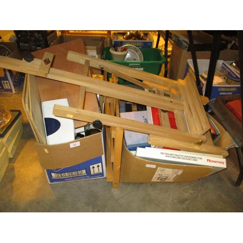 70 - Daler Rowley Easel and 2 Boxes of Art Materials