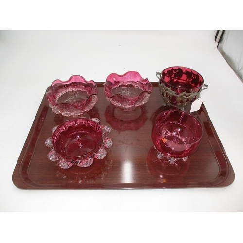 72 - Five Victorian Ruby Glass Dishes