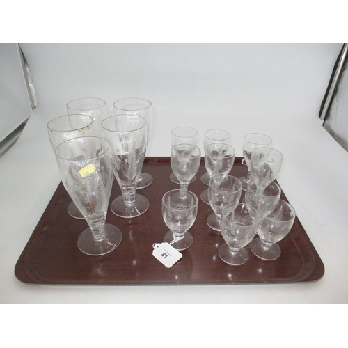 81 - Set of 5 Stuart Crystal High Ball Glasses and 11 Small Goblets