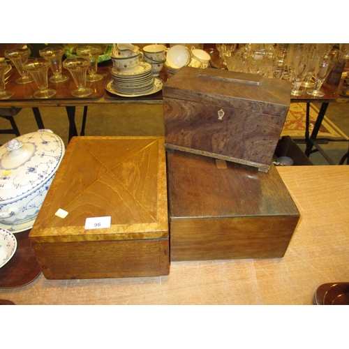 96 - 19th Century Tea Caddy and 2 Work Boxes