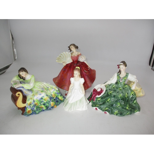 323 - Four Royal Doulton Figures - Solitude HN2810, Elyse HN2474, First Waltz HN2862, Kerry HN3036