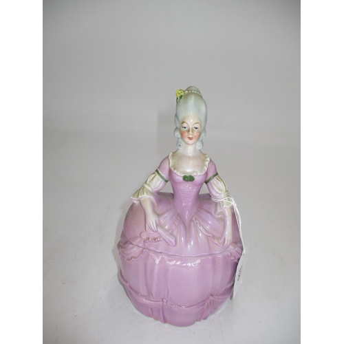 330 - Early 20th Century Porcelain Figure Powder Box, 20cm