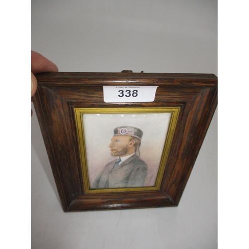 338 - A. Parguez, Portrait Painting of a Man in a Glengarry, 10x7cm