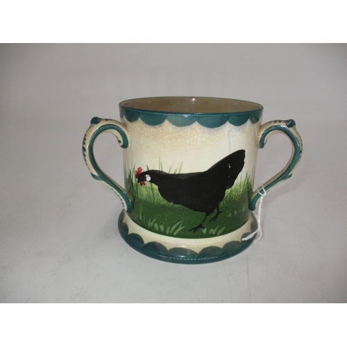 358 - Wemyss Pottery Tyg Painted with Chickens, 10.5cm