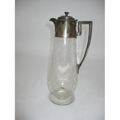 367 - Victorian Silver and Star Cut Glass Wine Jug, Sheffield 1874, Maker C.F.