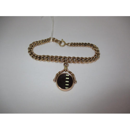 384 - Gold Plated Bracelet with Blood Stone Fob