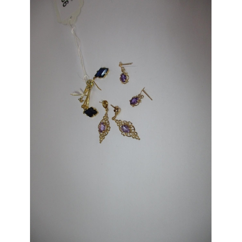 386 - Two Pairs of Amethyst Earrings and Another Pair