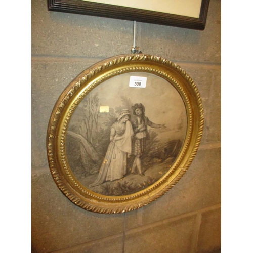 500 - 19th Century Gilt Framed Engraving of a Couple, 37cm