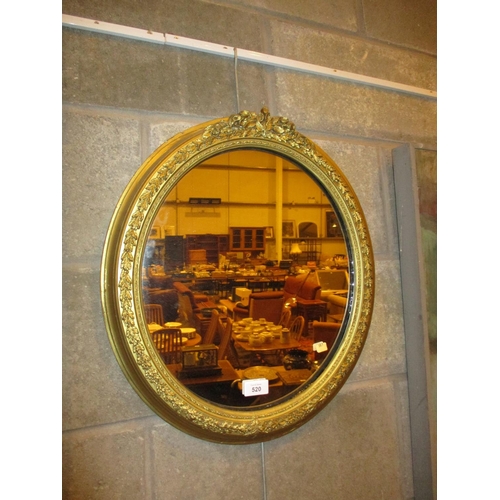 520 - Oval Gilt Frame Wall Mirror, 51x43cm