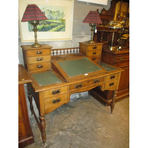 678 - Victorian Oak Slope Top Desk, 122cm