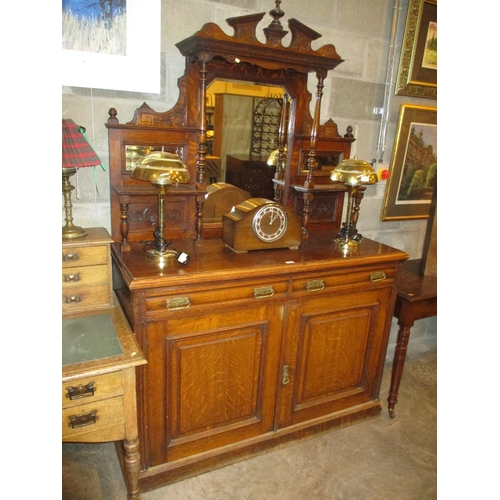 679 - Victorian Oak Mirror Back Sideboard, 136cm