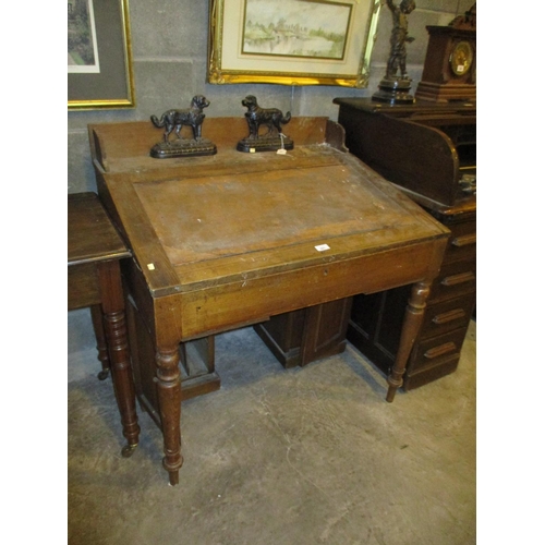 681 - Victorian Oak Slope Top Desk, 91cm