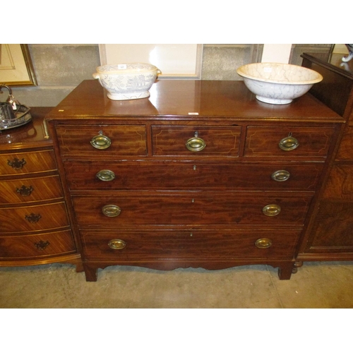 688 - 19th Century Inlaid Mahogany Chest of 6 Drawers, 116cm