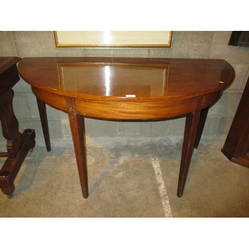 692 - Inlaid Mahogany Demi Lune Side Table, 137cm