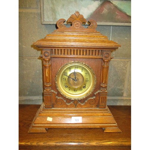 123 - Victorian Oak Case American Ansonia Mantel Clock