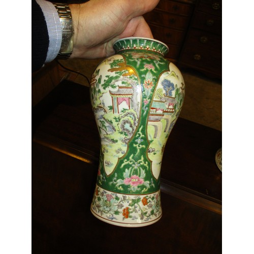 148 - Pair of Chinese Porcelain Baluster Vases Painted with Scenes, 25cm