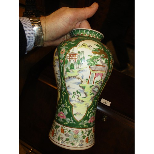 148 - Pair of Chinese Porcelain Baluster Vases Painted with Scenes, 25cm