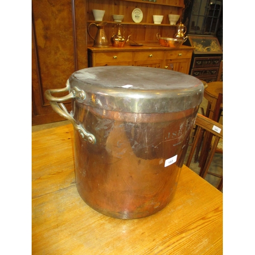 193 - Large Copper Cooking Pot with Lid