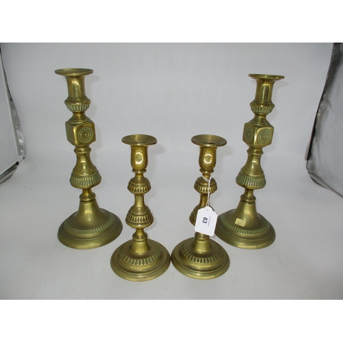 63 - Two Pairs of Victorian Brass Candlesticks