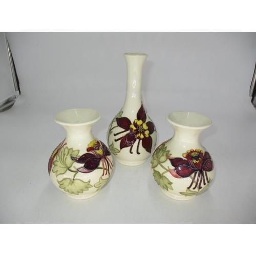 380 - Three Moorcroft Pottery Vases, largest 21cm