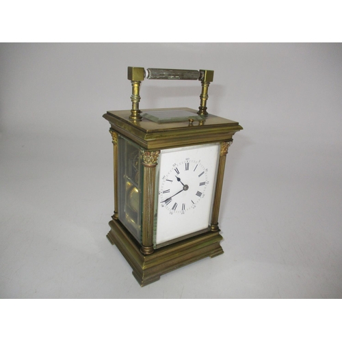 Corinthian Pillar Brass and Glass Repeating Carriage Clock